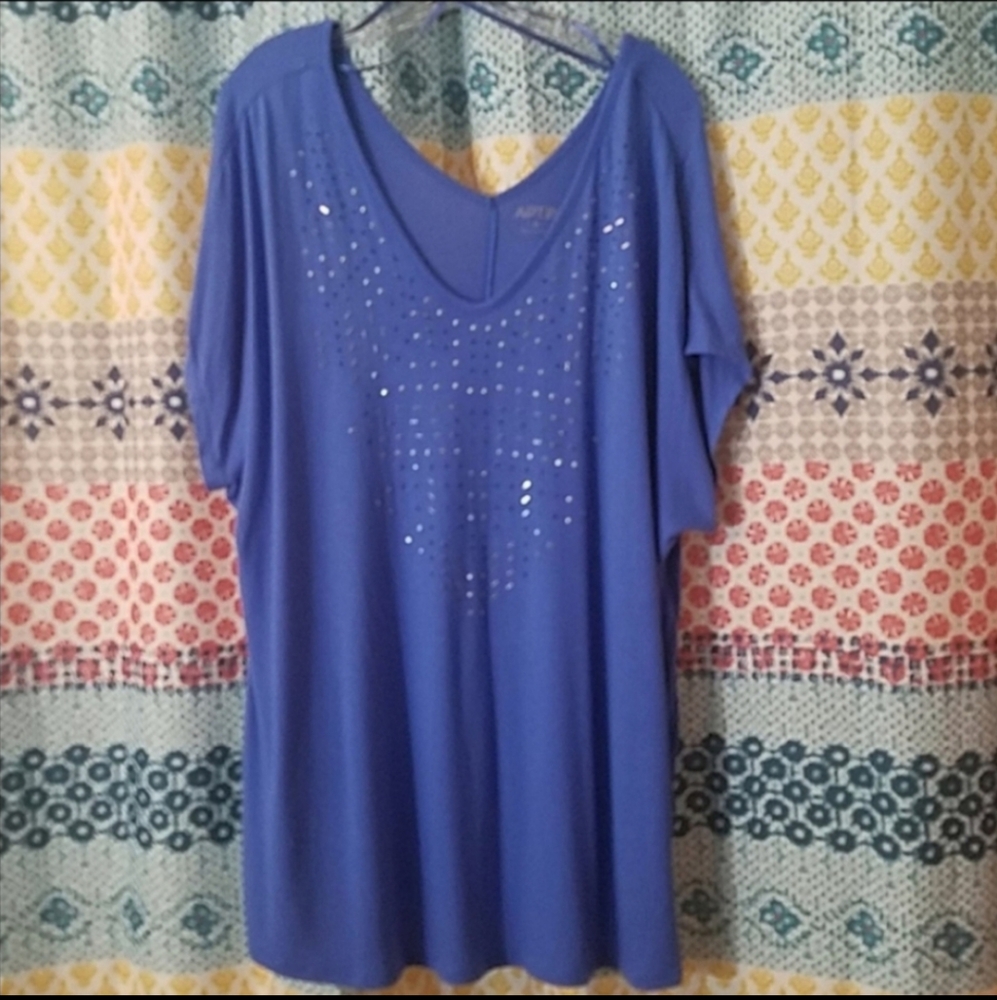 Apt. 9 embellished blue scoopneck tunic